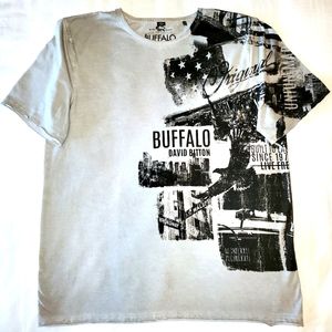 David Bitton, grey and black screen print T-shirt